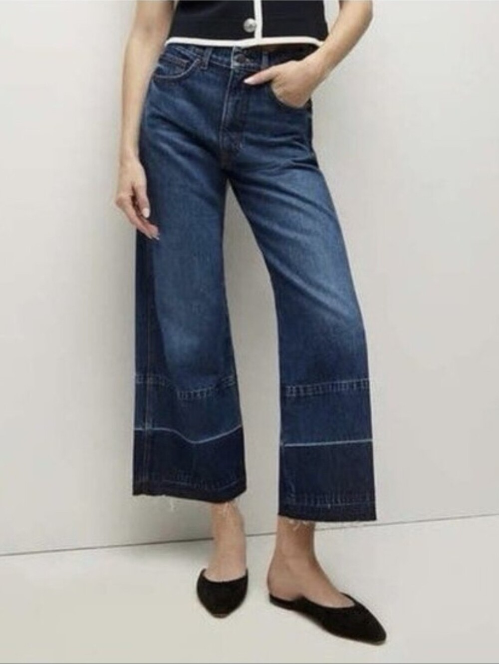 EUC Veronica Beard Taylor Wide Leg Cropped High Rise Jeans 30